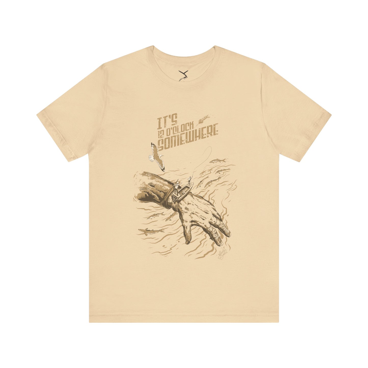 light cream teacher with fly fishing desing