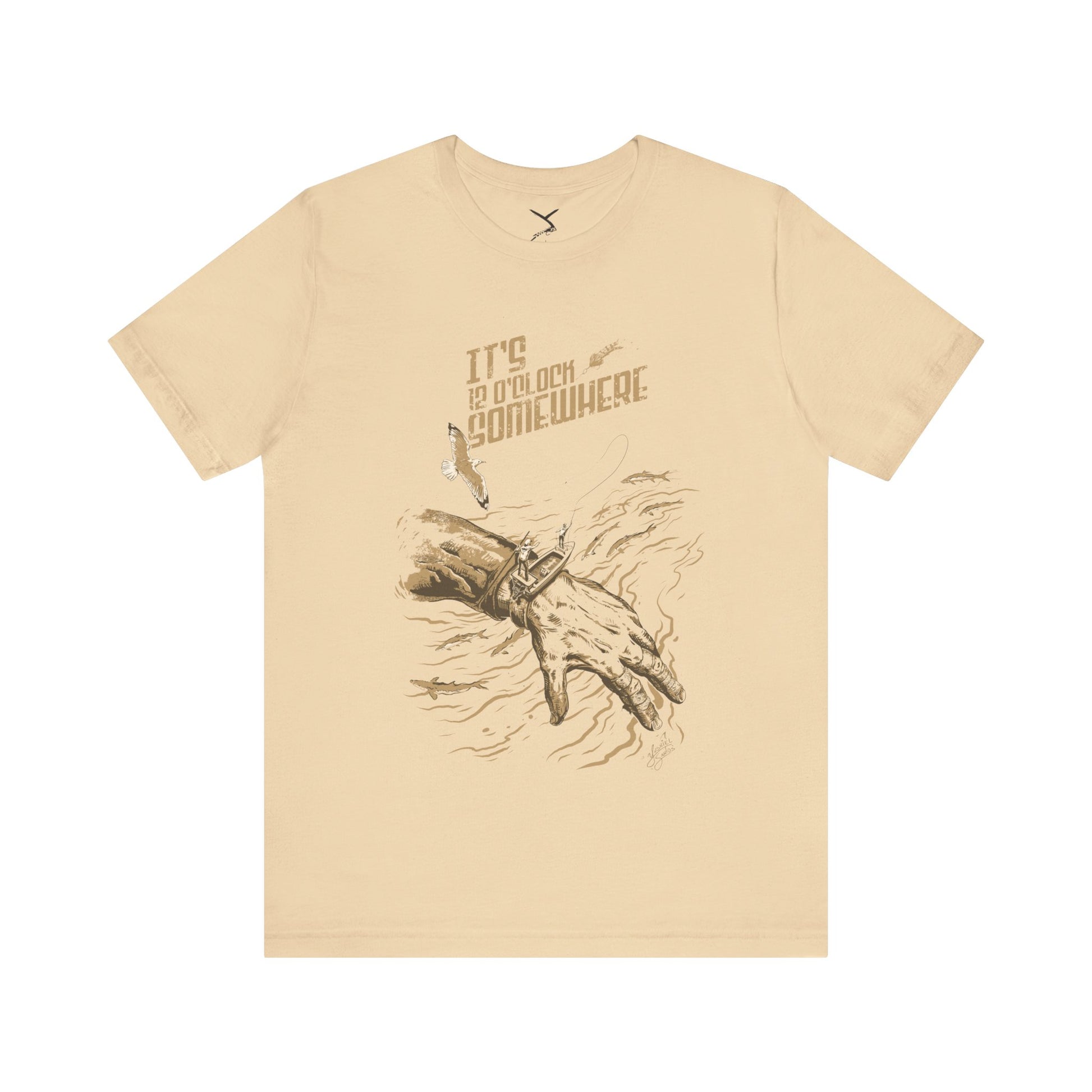 light cream teacher with fly fishing desing