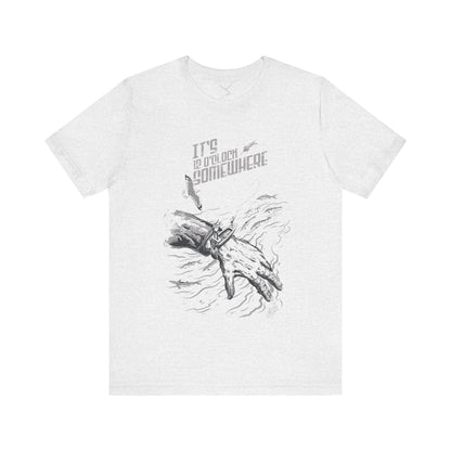 Ash t shirt with surrealist fishing design