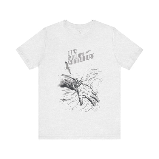 Ash t shirt with surrealist fishing design