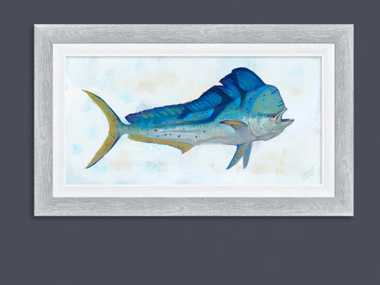 blue mahi mahi print gray frame 