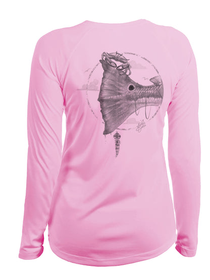 redfish tail design-pink performance shirt