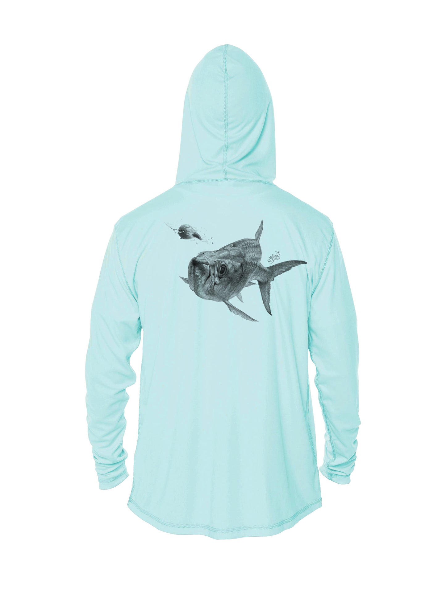 ice blue- hoodie with tarpon design