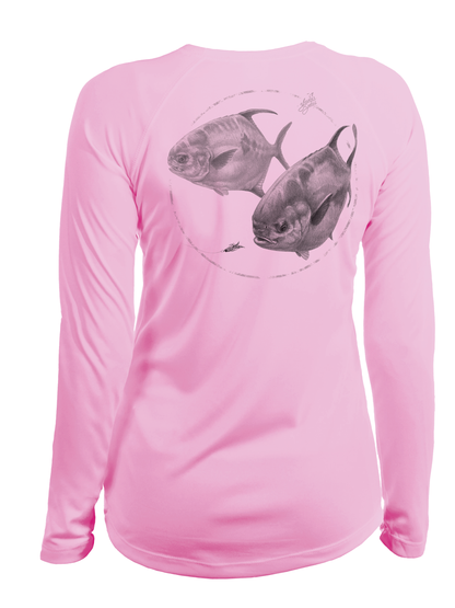 permit fish pink fishing shirt