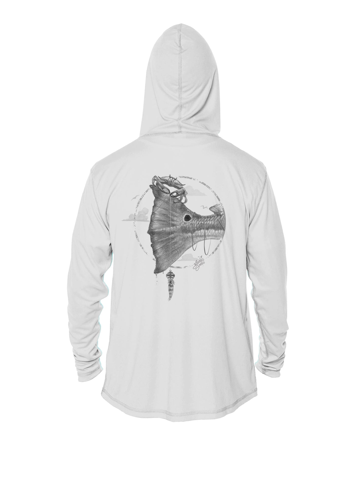 white performance hoodie-redfish