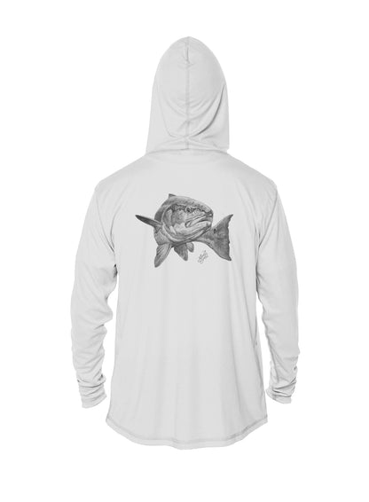 white hoodie-redfish design