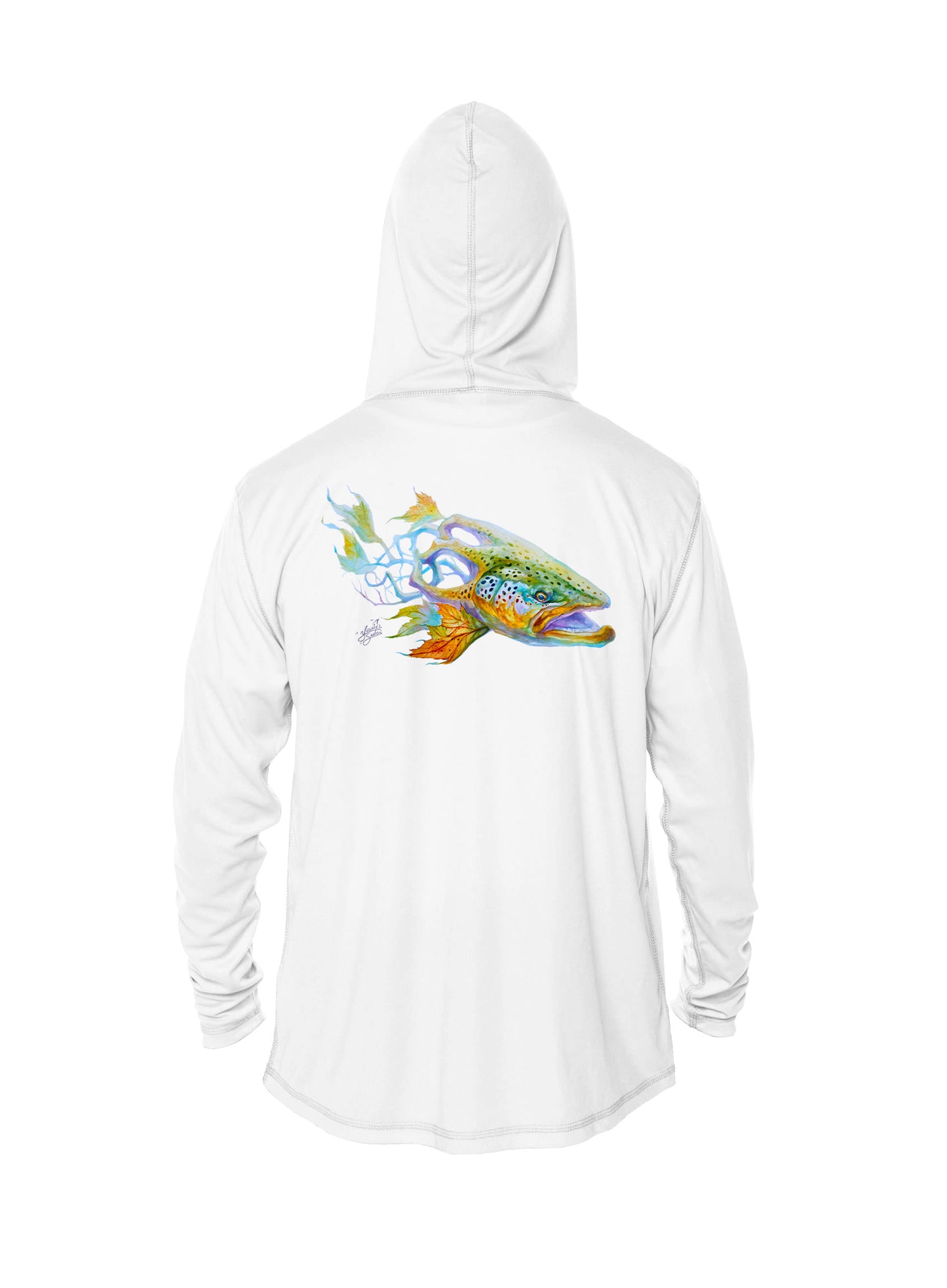 brown trout design hoodie white