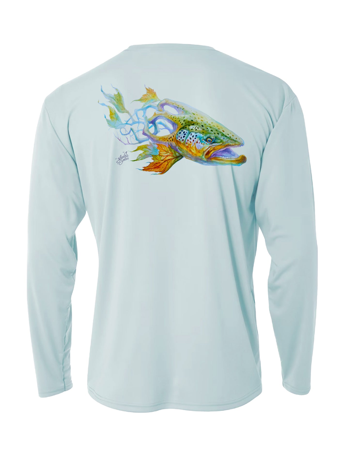 brown trout ice blue long sleeve shirt