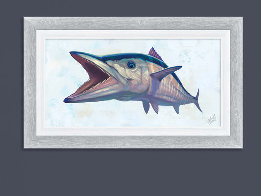 wahoo fish gray frame print  