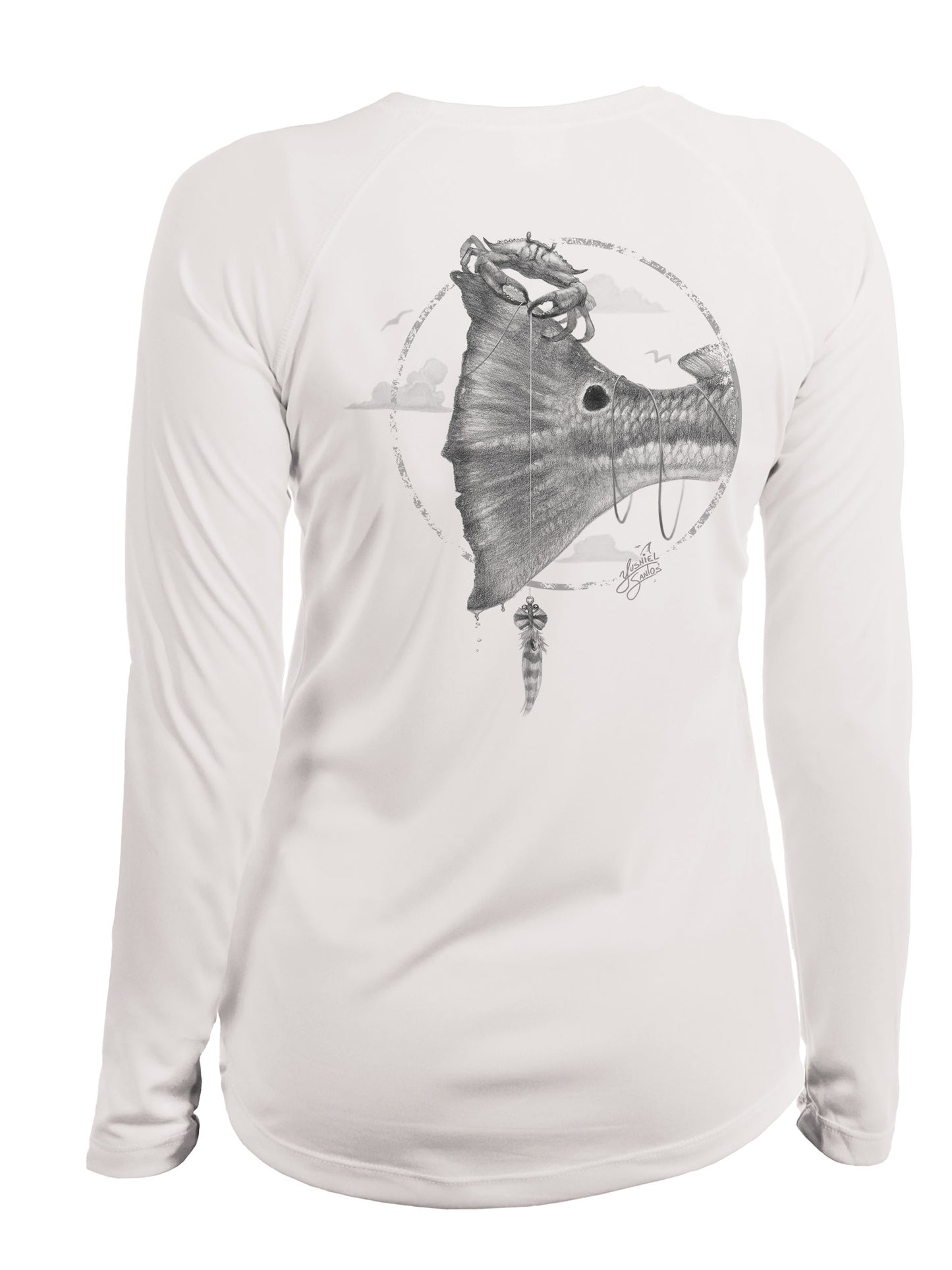 redfish tail design-white performance shirt