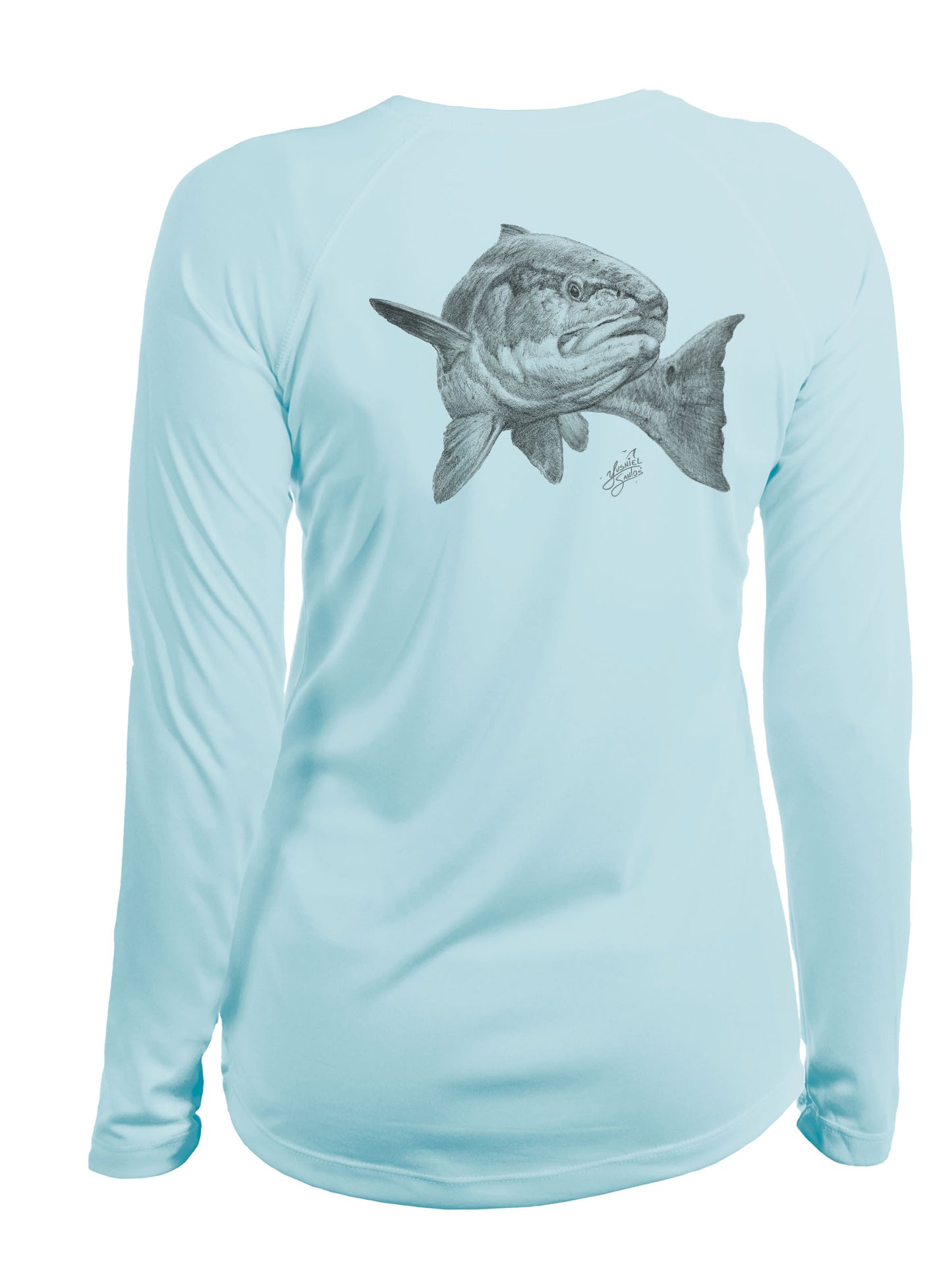 light blue performance shirt-redfish