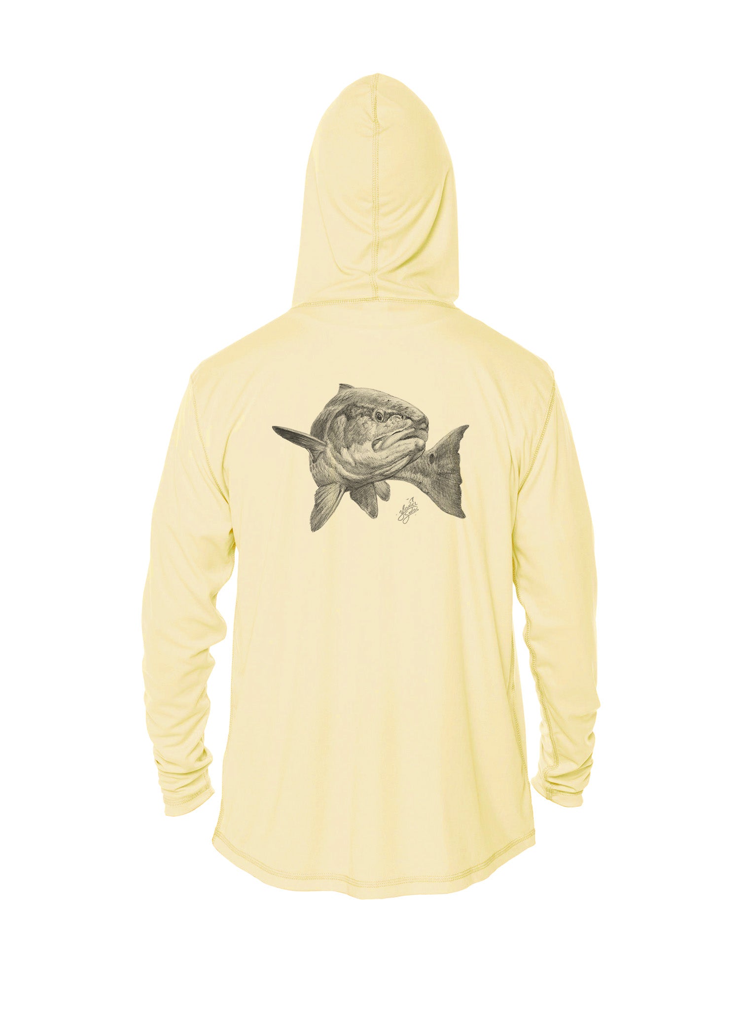 yellow hoodie redfish design 